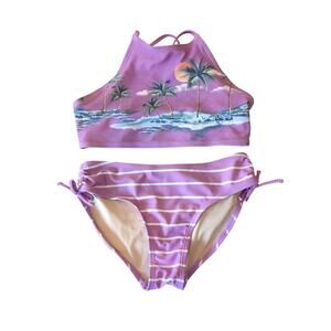 Girls Old Navy Tropical Floral Print Halter 2Pc Bikini, Sz Lg
